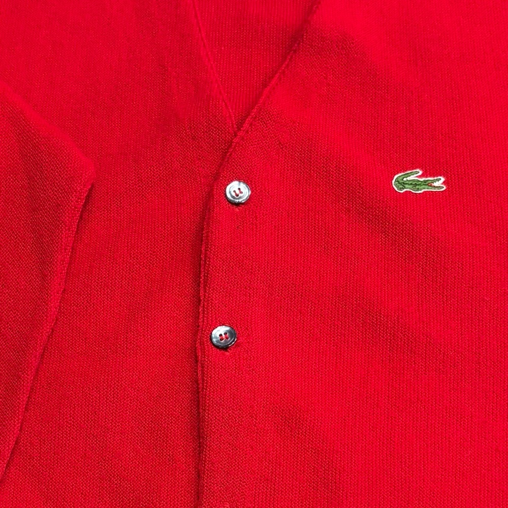 Vintage Izod Lacoste Men's Vibrant Red Cardigan Size Large Excellent - Picture 11 of 14